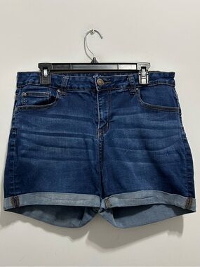 Blue Savvy Classic Dark Blue Rolled-Cuff Women’s Denim Jean Shorts